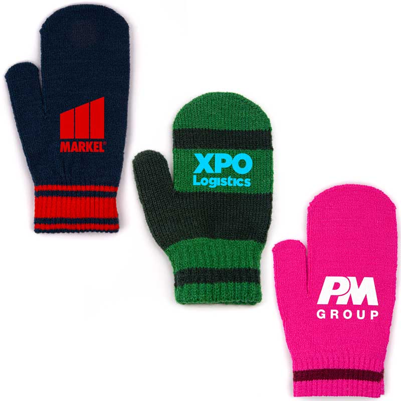 Jacquard Custom Color Mittens - Just in time for winter orders, our one-size fits most gloves can be fashioned with a custom PMS color-matched two-tone pattern. Silk screen a 1-color imprint on top for a most indelible impression. Complicated patterns for the jacquard are not recommended.