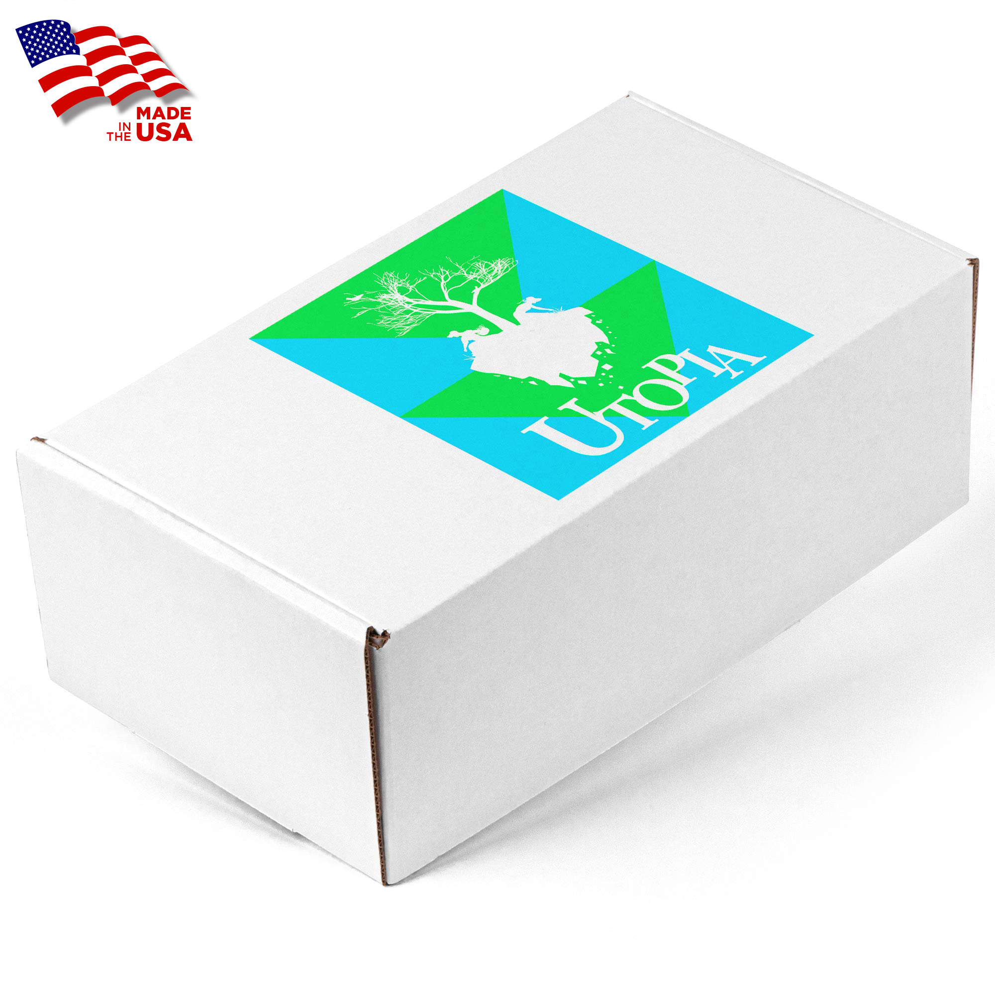 Screen Printed Corrugated Box Medium Box / 11x6.5x4 For Mailers, Gifting And Kits / (White Box Print, 1/0, Matte) - Printed boxes are a great way for making a custom branded presentations, direct mail marketing campaigns, custom gifts, subscription boxes, influencer boxes, 'Welcome' kits, new product launches and more! Customize these boxes with your brand's message with a screen print graphic that is eye catching and leaves a lasting impression. FEATURES: Eco-Friendly. Biodegradable. Compostable. Recyclable. Made in USA.