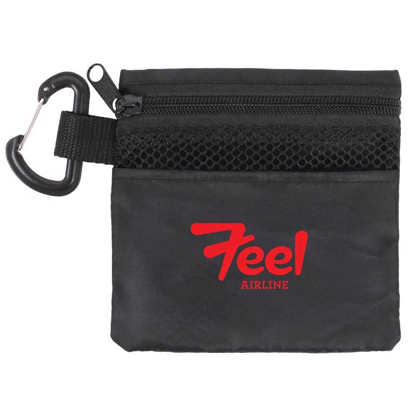 Accessory Pouch - Black - This nylon & mesh zippered pouch is great for carrying your cooling towel plus other small accessories in the extra front pocket. Comes with convenient carabiner clip."