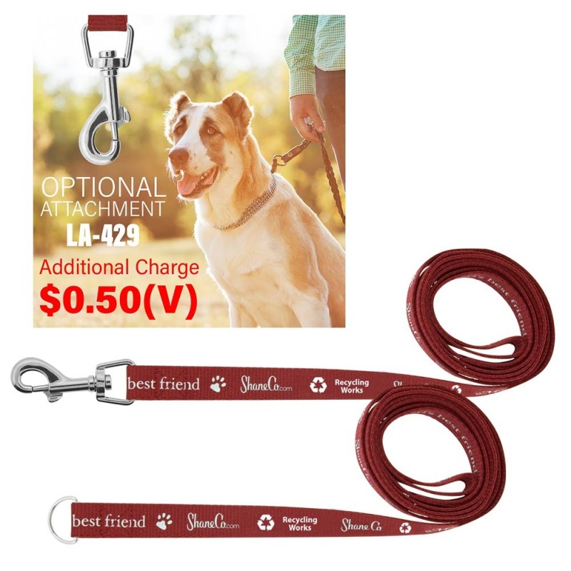 3/4" Dog Leash - A polyester screen printed leash. Ideal for small to medium size dog. Price includes a one color, one side, step and repeat imprint.