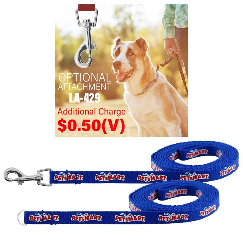 3/8" Dog Leash - A polyester screen printed leash. Ideal for small to medium size dog. Price includes a one color, one side, step and repeat imprint.