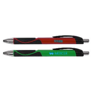 The Byron Ballpoint Pen - Plastic click action pen with a soft grip in a variety of colors. This pen comes with a full color side imprint as the standard imprint area. Includes semi-gel ink.