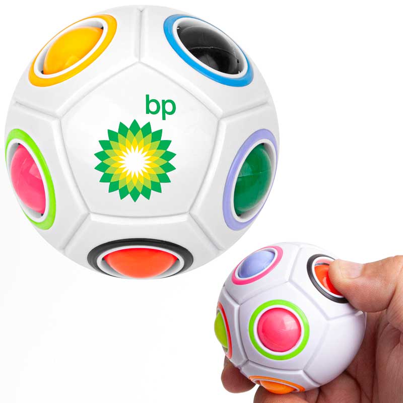 The Fidget Puzzle Ball - The Fidget Puzzle Ball is a fun and challenging puzzle toy that is perfect for people of all ages. It features 12 colorful balls that can be moved around inside the ball to solve the puzzle. To play, simply scramble the balls and then try to get them all back into their matching colored slots. The Fidget Puzzle Ball is a great way to improve your hand-eye coordination and problem-solving skills. 12 colorful balls that can be moved around inside the ball. Helps to improve hand-eye coordination.