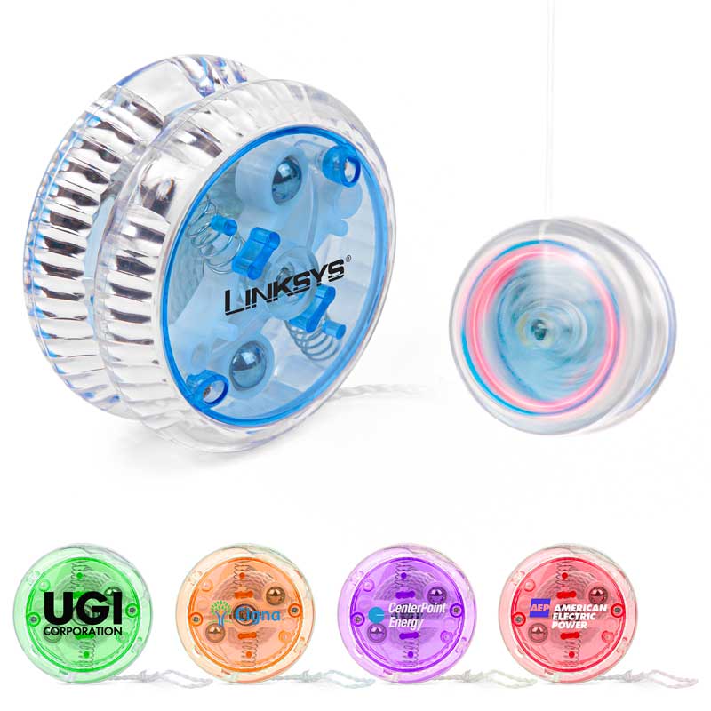 Light Up Yo-Yo - Experience the thrill of yo-yo tricks with a dazzling twist! Our Light Up Yo-Yo combines classic yo-yo play with vibrant LED lights, ensuring hours of fun and excitement. Crafted from durable recyclable plastic. As you spin the yo-yo, the red LED lights up.