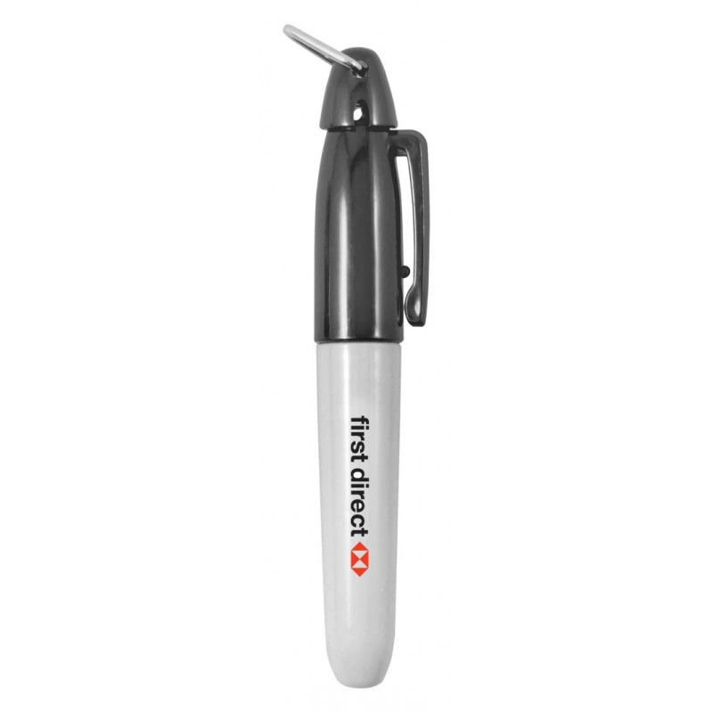 Mini Permanent Marker - A compact permanent marker in blue or black ink. Add a blank lanyard with a J-hook and a break away for an extra charge.