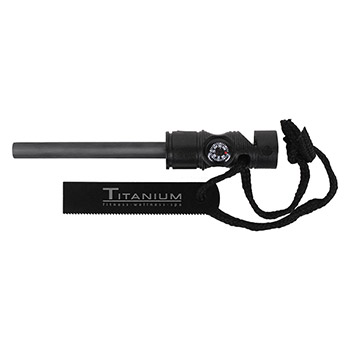 Crossover Outdoor Multi-Function Tactical Survival Magnesium Fire Starter Tool - This handy emergency tool is perfect for camping or playing reality games. Features include: A firestarter, whistle, compass, saw and a carrying cord.