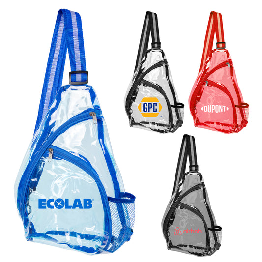 Eco TPU Clear Stylish Sling Shoulder Bag with Side Mesh Pocket