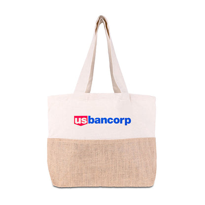 Cotton Canvas Tote Bag with Jute Gusset