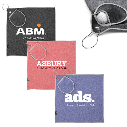 EcoCaddy rPET Golf Towel with Ball Pouch