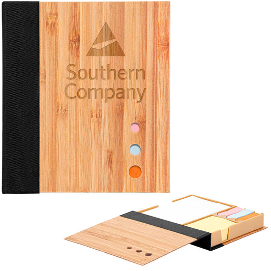 Sticky Notes Set with Bamboo Cover