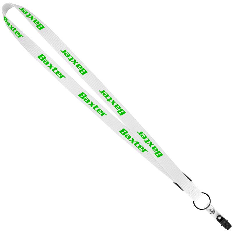 3/4" Original Fast Track Lanyard with Black Bulldog Clip - White