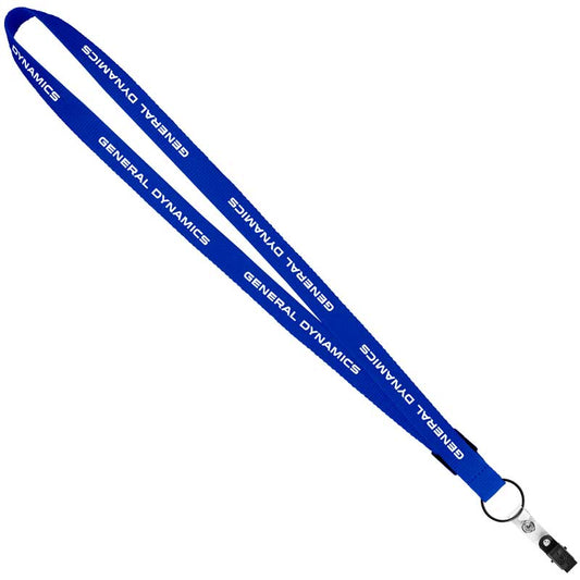 3/4" Original Fast Track Lanyard with Black Bulldog Clip - Blue