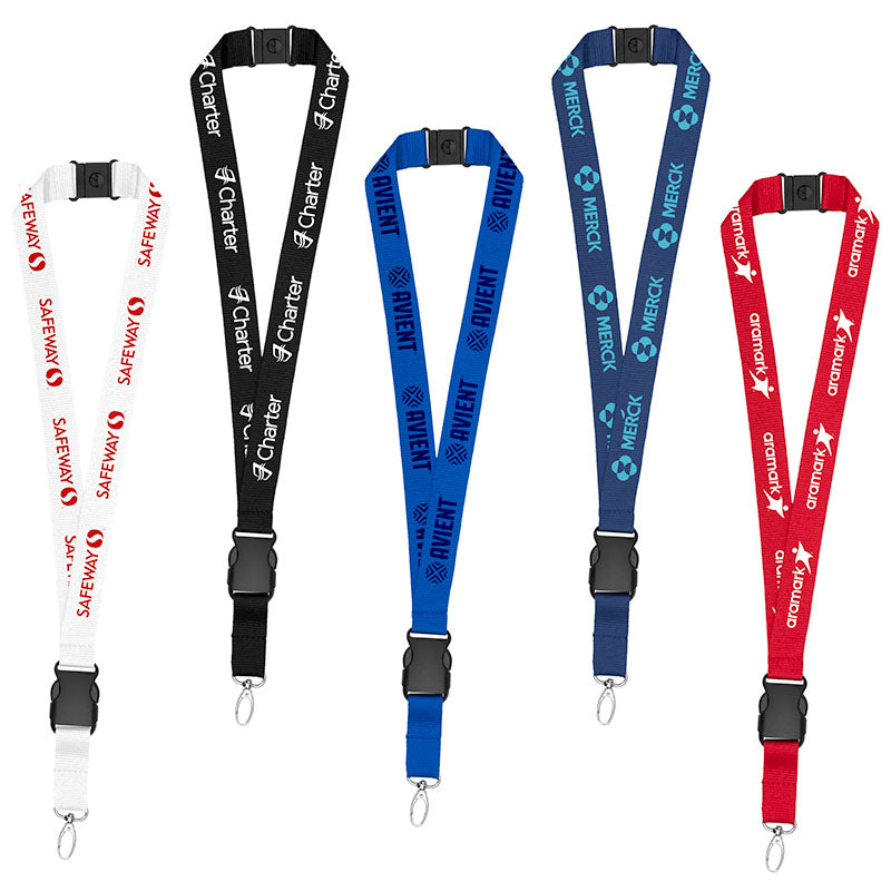 1" Eco Friendly rPET Lanyard with Buckle and Safety Breakaway