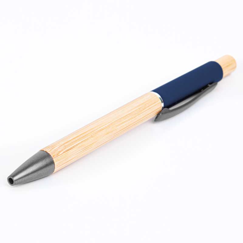 Bamboo Barrel Pen with Gun Metal Clip - Navy Blue P706-10