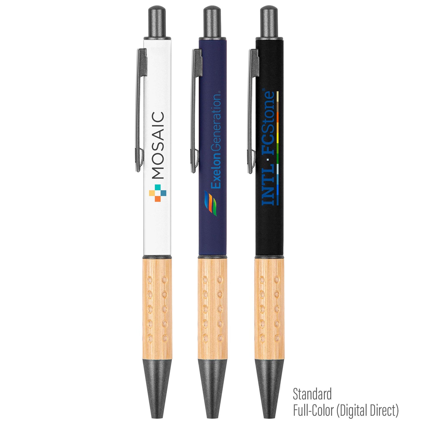 The Gosford Gunmetal Click-Action Ballpoint Pen with Bamboo Accent - White