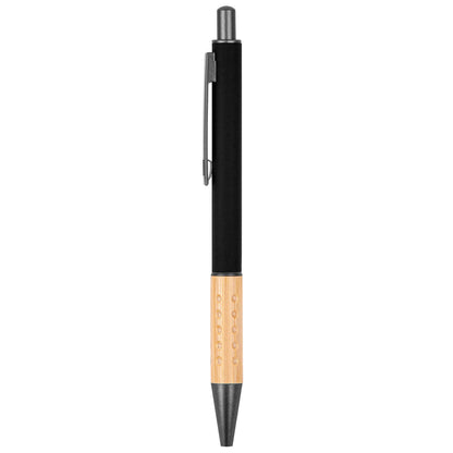 The Gosford Gunmetal Click-Action Ballpoint Pen with Bamboo Accent - White