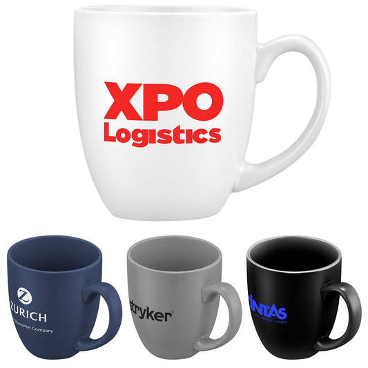 16oz Curved Ceramic Coffee Mug with D-Handle