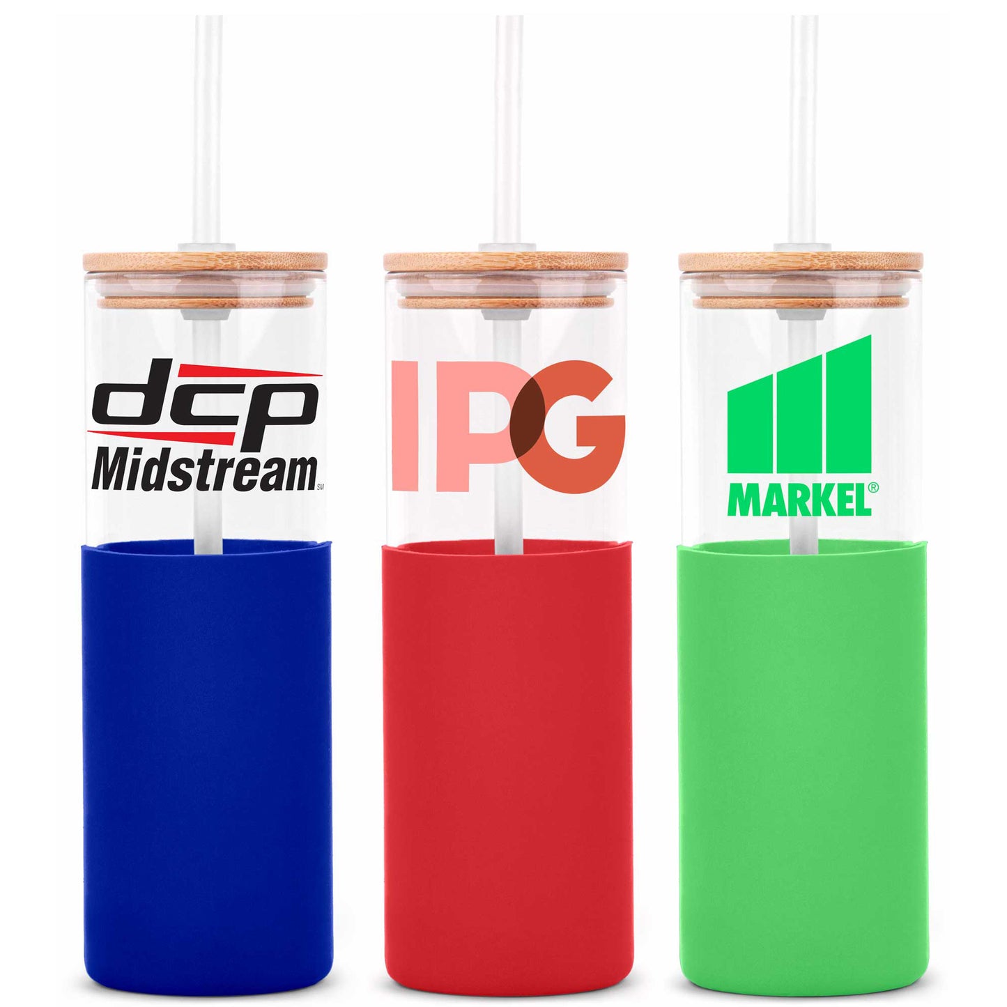 18oz. Bamboo Lid Glass Bottle Silicone Sleeve