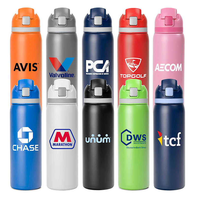 Two-Toned 27oz. Stainless Steel Pop Straw Bottle