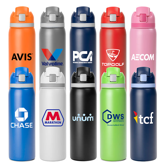 Two-Toned 27oz. Stainless Steel Pop Straw Bottle