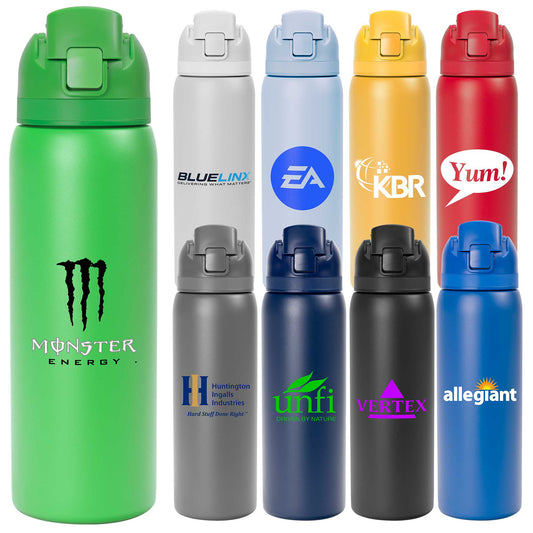 Solid 27oz. Stainless Steel Pop Straw Bottle