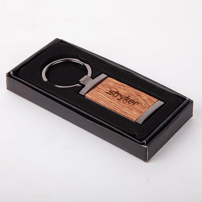 Grafton Gunmetal Wood Rectangular Key Chain - Gray A4093-07