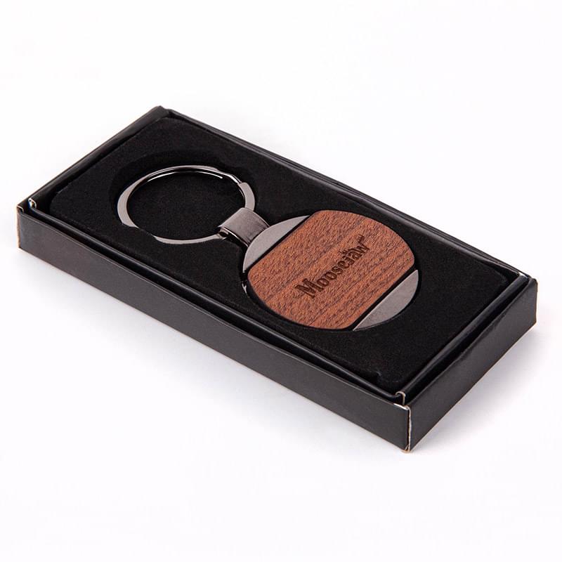 Newcastle Gunmetal & Wood Round Key Chain - Gray – High Caliber Line