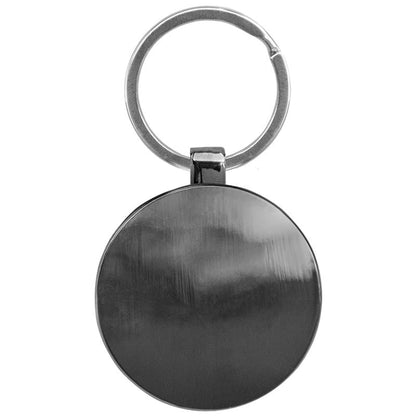 Round Beveled Wood Gunmetal Key Chain - Gray A4096-07