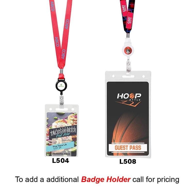 5/8" LA-460 Attachment Sublimation Lanyard w/ Retractable Badge Holder