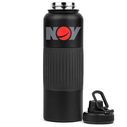 Goliath 40oz. Powder-Coated Stainless Steel Water Bottle with No-Slip Grip - Black