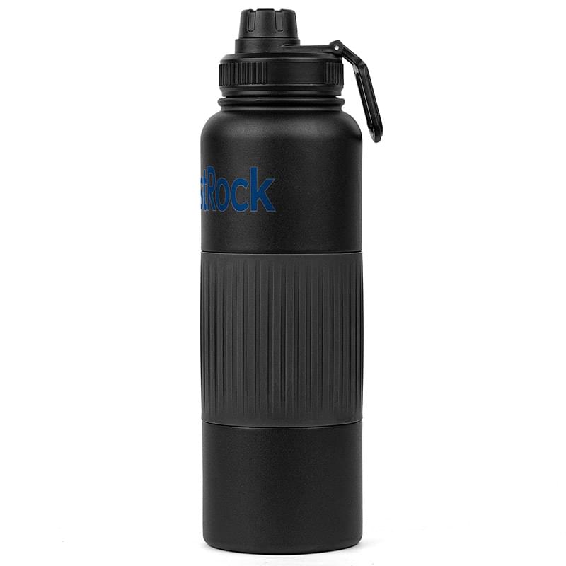 Goliath 40oz. Powder-Coated Stainless Steel Water Bottle with No-Slip Grip - Black