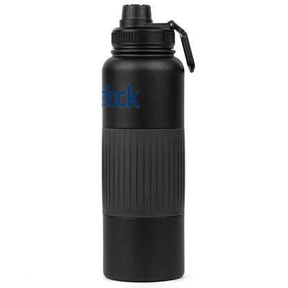 Goliath 40oz. Powder-Coated Stainless Steel Water Bottle with No-Slip Grip - Black